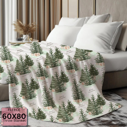 Sherpa Fleece Throw Blanket Cozy Christmas Decor Warm Winter Gift by HarborIslandDecor