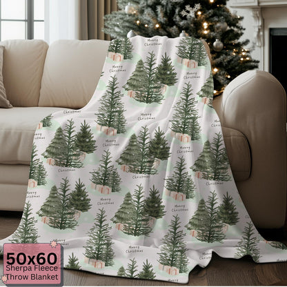 Sherpa Fleece Throw Blanket Cozy Christmas Decor Warm Winter Gift by HarborIslandDecor