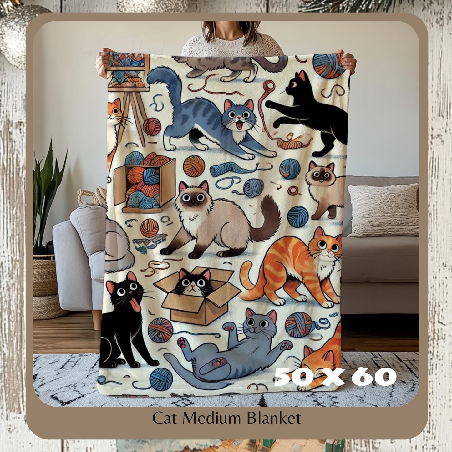 Cat Blanket for Cat Lovers, Sherpa Throw Blanket, Cat Themed Gift, Gift for Reader, Cat Mom or Dad, Pet Owner Gift by Harbor Island Decor