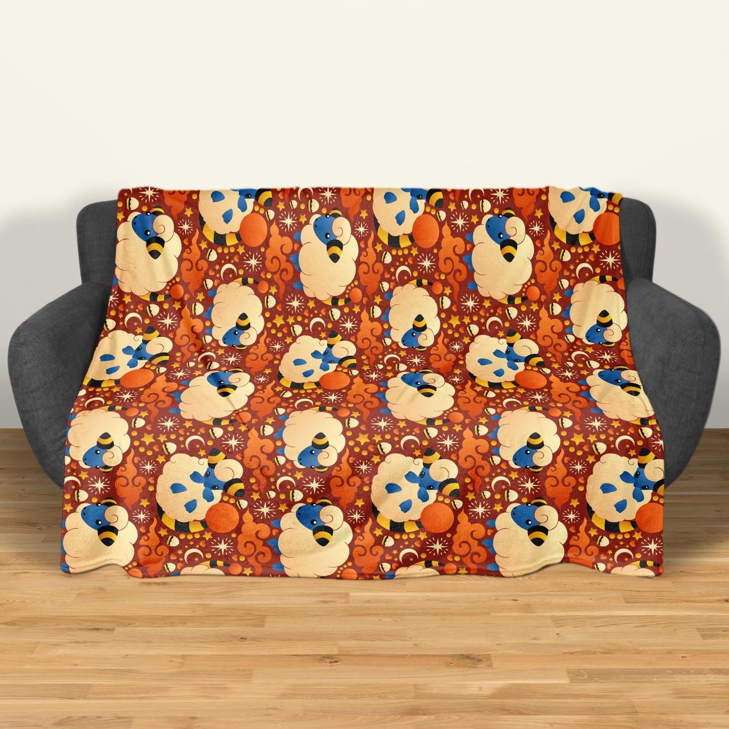 Mareep Fleece Blanket, Cute Electric Sheep Throw, Cozy Cotton Blanket, Funny Baby Blanket, Home Decor Mareep Blanket Gifts