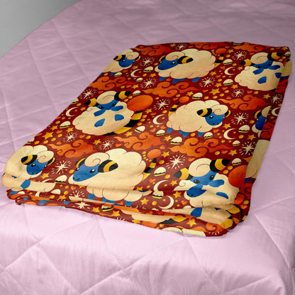 Mareep Fleece Blanket, Cute Electric Sheep Throw, Cozy Cotton Blanket, Funny Baby Blanket, Home Decor Mareep Blanket Gifts