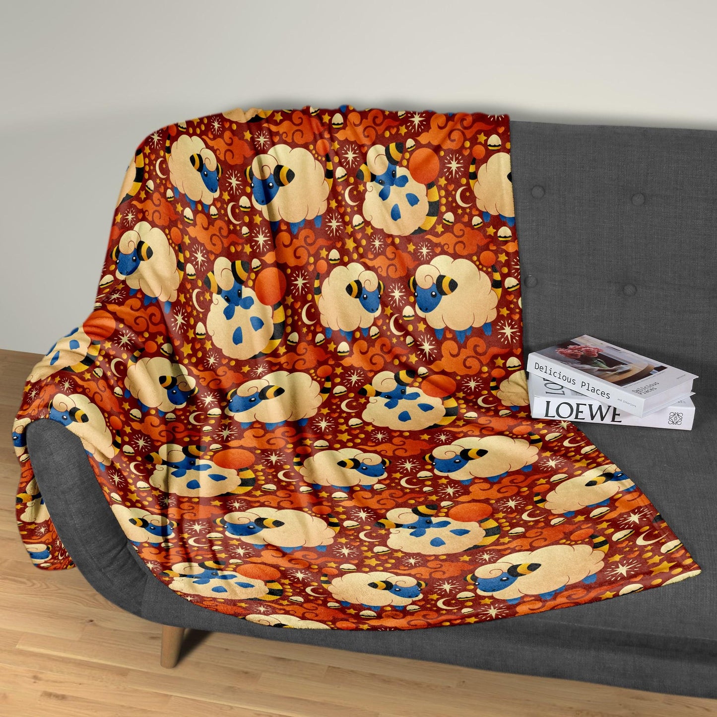 Mareep Fleece Blanket, Cute Electric Sheep Throw, Cozy Cotton Blanket, Funny Baby Blanket, Home Decor Mareep Blanket Gifts