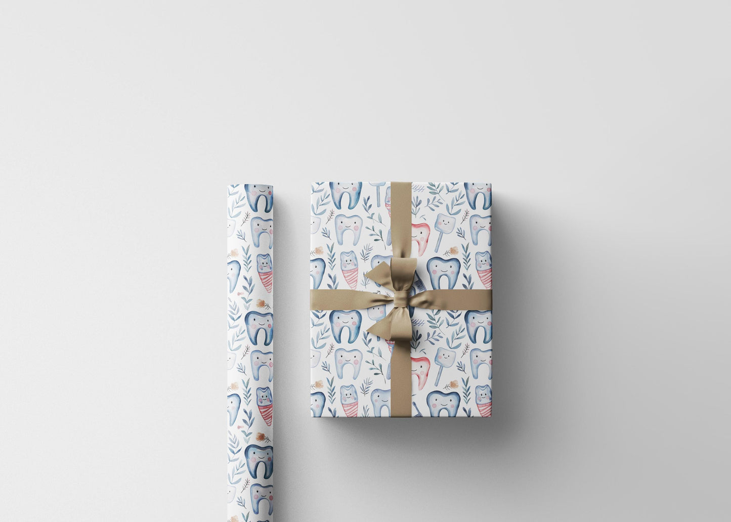 Elegant Dentist Wrapping Paper, Minimal Tooth Gift Wrap Fun Gift Wrap for Dental Office Dentist and Hygienists