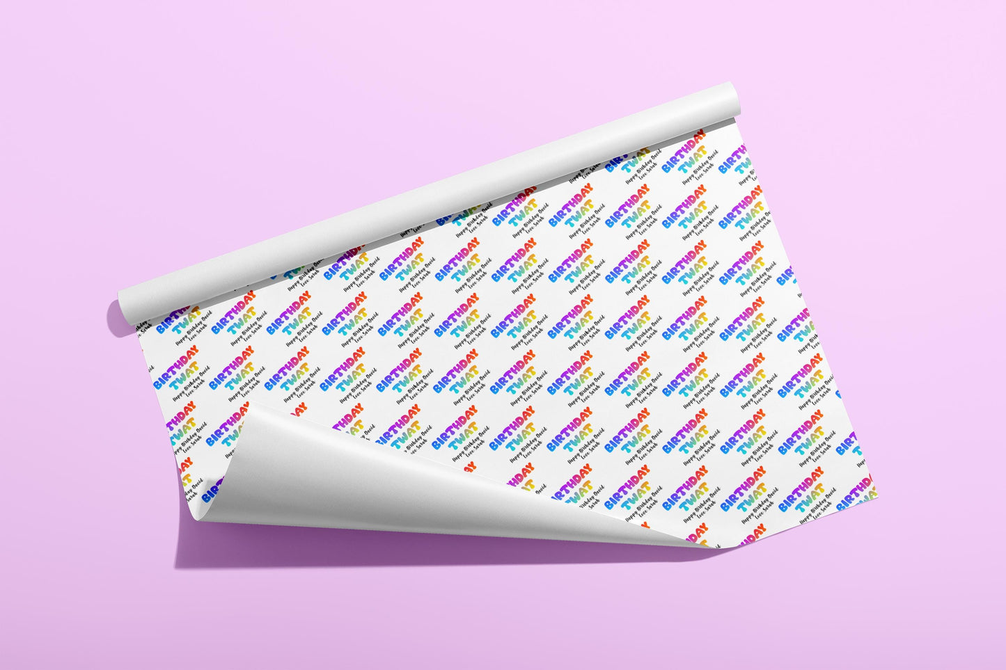 Personalised Rude Wrapping Paper, Gift Wrap, Birthday, Your Text, Your Name, Customised, Adult, Party Hat, Paper, Your Age, Eco, Recyclable