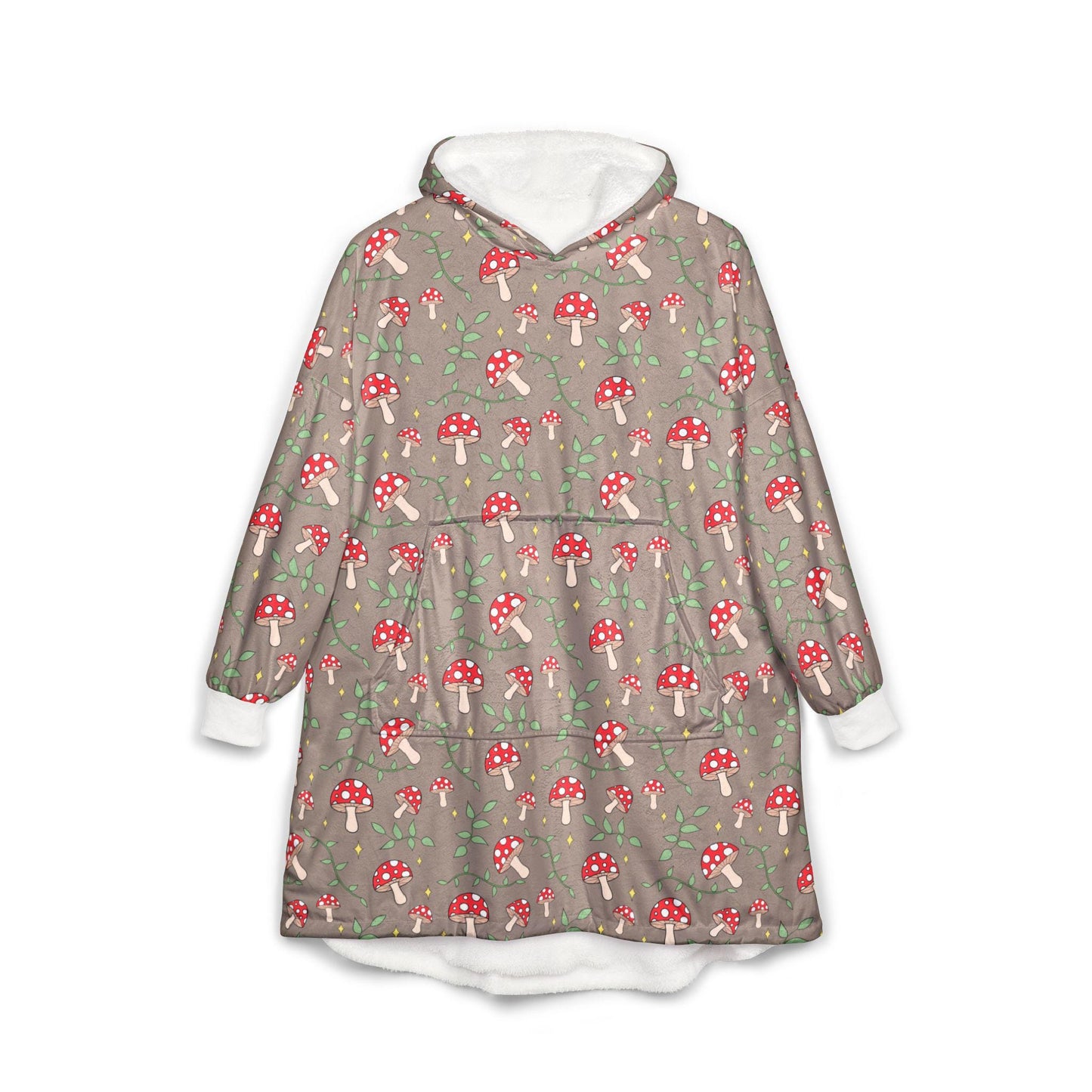 Mushroom Hooded Blanket: Cozy Fleece Wearable Throw, Nature Lover Gift