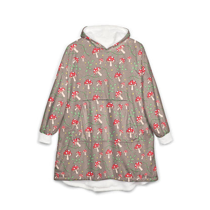 Mushroom Hooded Blanket: Cozy Fleece Wearable Throw, Nature Lover Gift