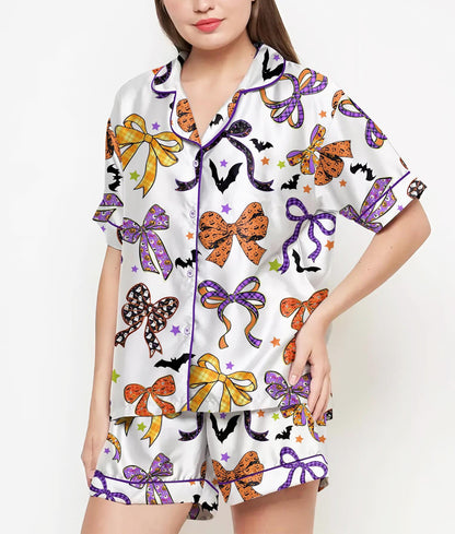 Halloween Gifts, Halloween Shirt, Pajamas Satin Set, Ghost Shirt, Cute Ghost Shirt Design, Gift For Women, Halloween Coquette, Spooky Season