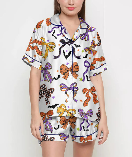 Halloween Gifts, Halloween Shirt, Pajamas Satin Set, Ghost Shirt, Cute Ghost Shirt Design, Gift For Women, Halloween Coquette, Spooky Season