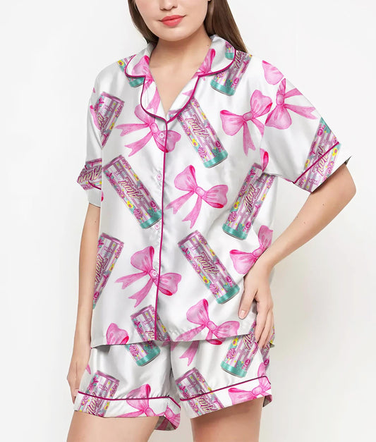 Coquette Alani Pajamas Satin Set, Energy Drink Shirt, Mother's Day Gift, Birthday Gift, Gift For Women, Bridesmaid Gifts, Gift For Friends