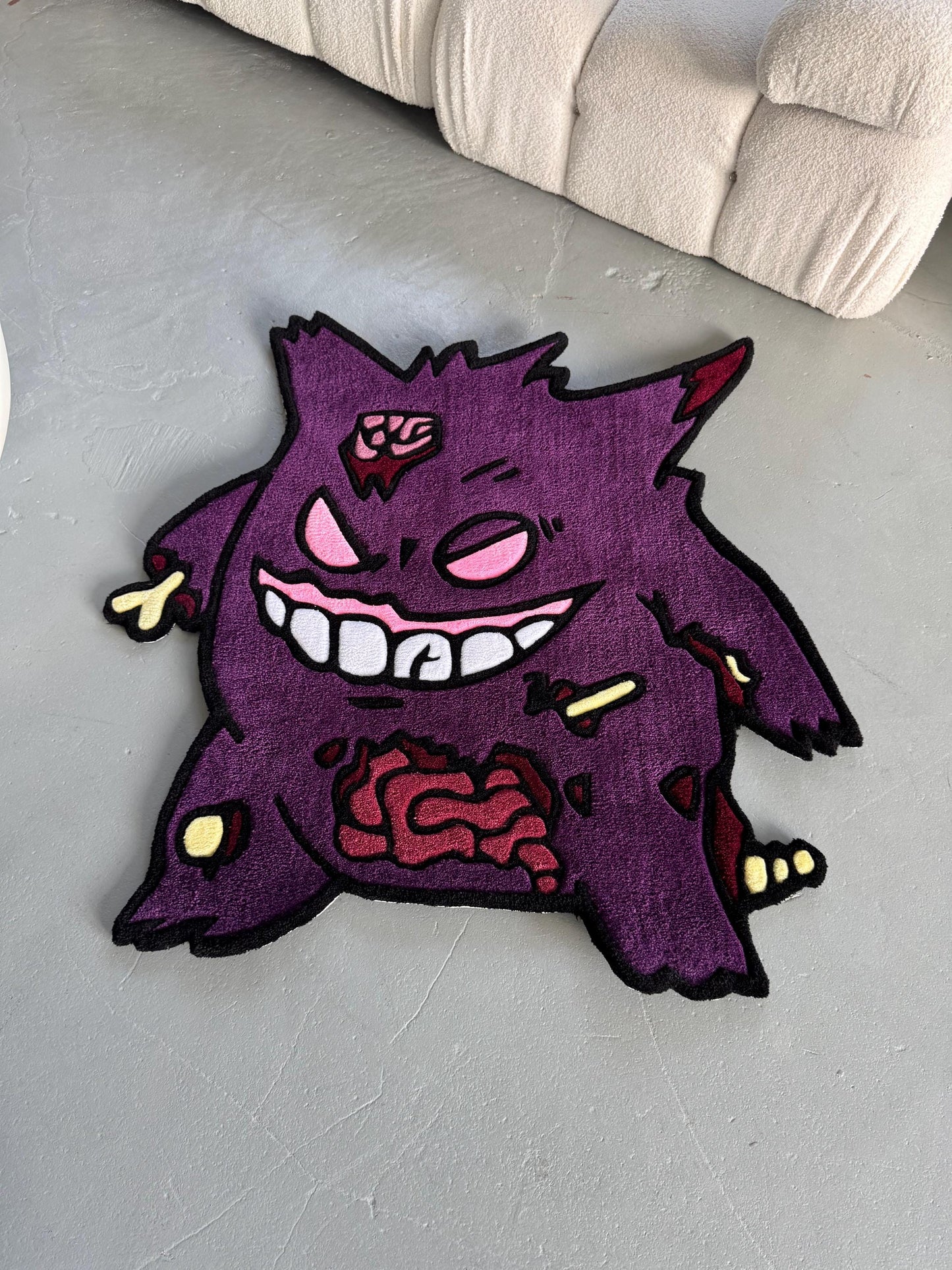 Handmade Tufted Cartoon-Inspired Zombie Ghost Rug – Creepy Cute Horror Decor, Unique Gift for Friends and Family