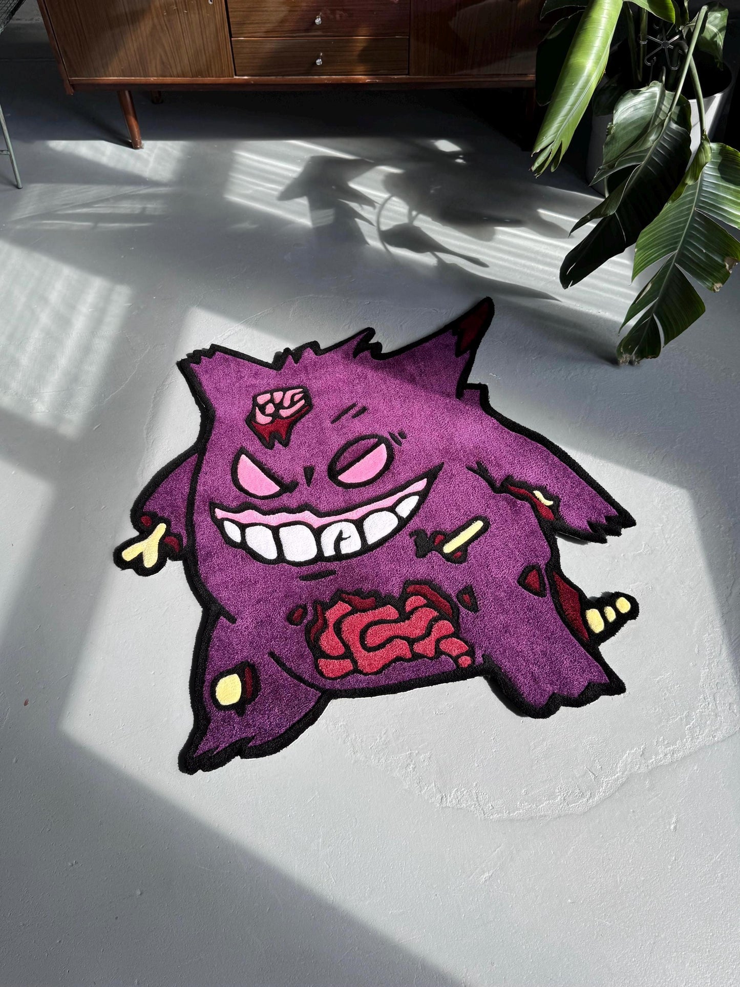 Handmade Tufted Cartoon-Inspired Zombie Ghost Rug – Creepy Cute Horror Decor, Unique Gift for Friends and Family