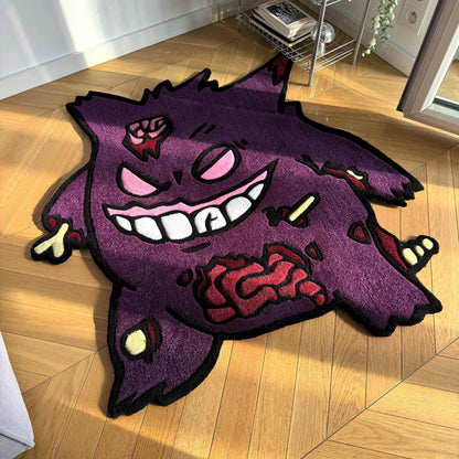 Handmade Tufted Cartoon-Inspired Zombie Ghost Rug – Creepy Cute Horror Decor, Unique Gift for Friends and Family