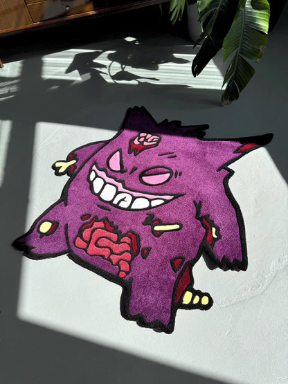 Handmade Tufted Cartoon-Inspired Zombie Ghost Rug – Creepy Cute Horror Decor, Unique Gift for Friends and Family