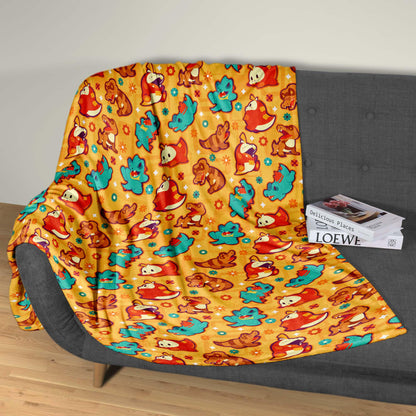 Totodile Fuecoco Fleece Blanket, Topical Throw Blanket, Cotton Baby Blanket, Home Decor Cozy Blanket, Totodile Blanket Gifts