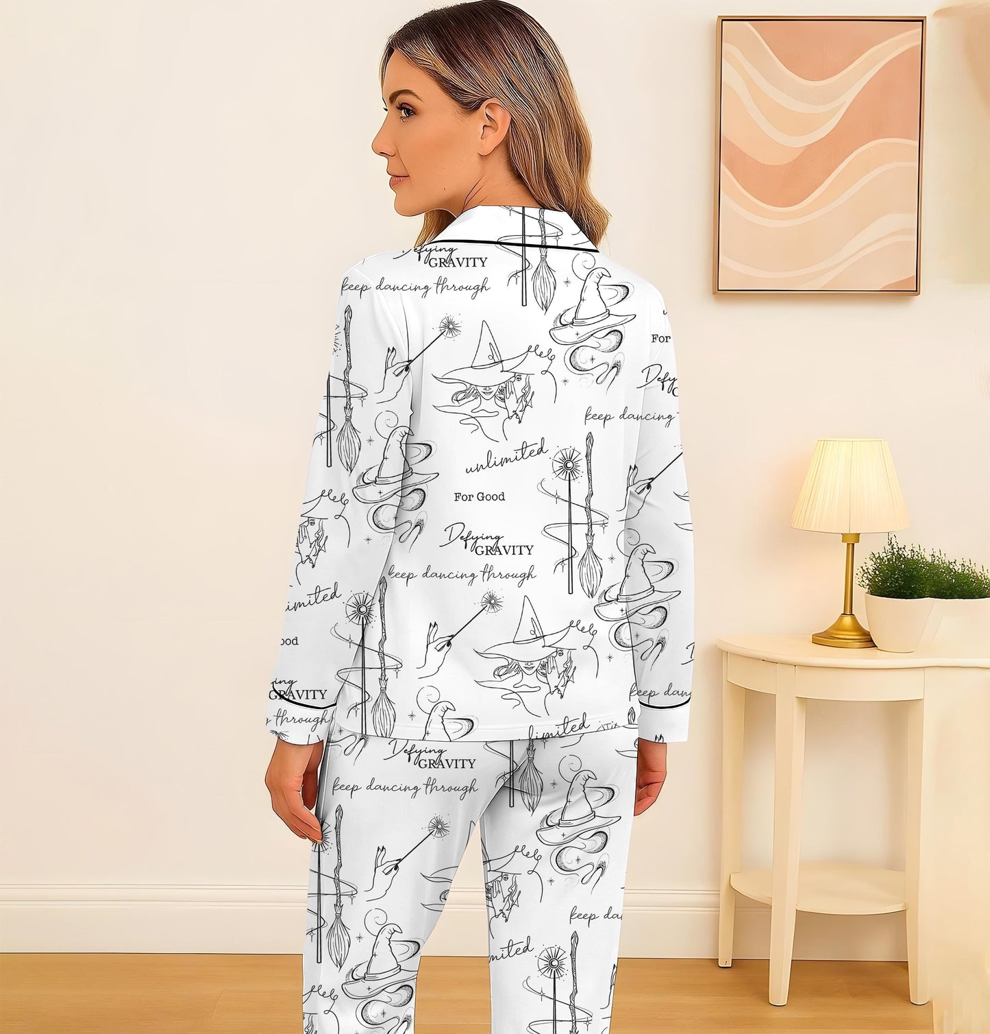 Halloween Witch Pajamas Set, Defying Gravity Sleepwear, Wizard Musical Movie Homewear, Changed For Good Shirt, Spooky Season Gift