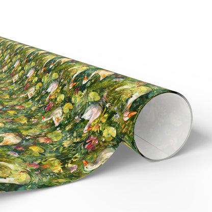 Goose and Botanical Flower Wrapping Paper for Country Birthday Garden party Baby Shower Gift Wrap, Wrapping rolls for Spring Summer wedding