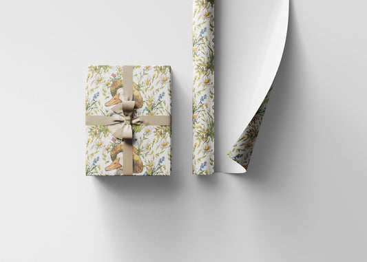 Wildflower and Goose Wrapping Paper for Baby Girl Gifts | Nature Themed Gift Wrap for New Moms and Baby Showers, Plant Moms gift wrap