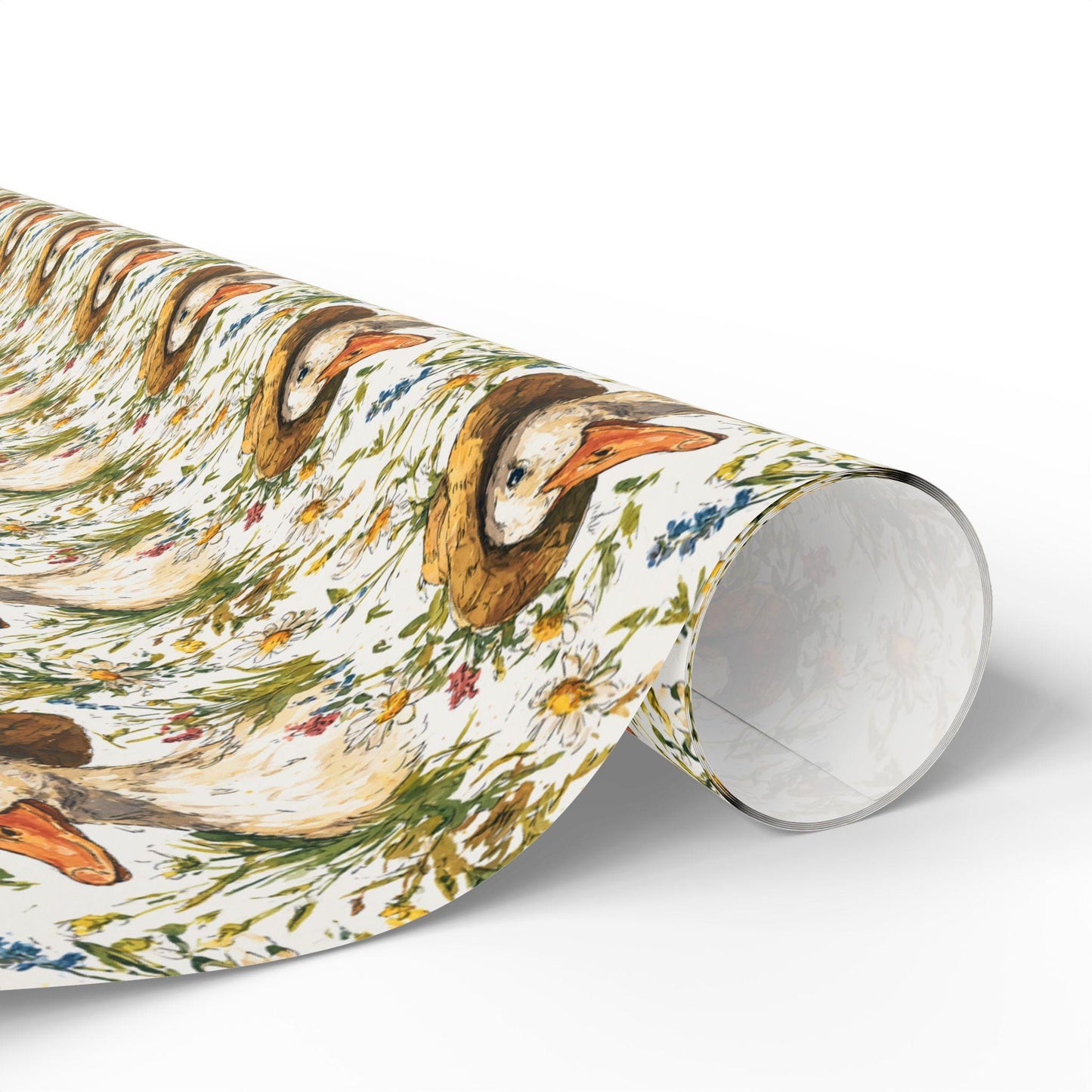 Wildflower and Goose Wrapping Paper for Baby Girl Gifts | Nature Themed Gift Wrap for New Moms and Baby Showers, Plant Moms gift wrap