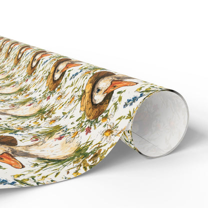 Wildflower and Goose Wrapping Paper for Baby Girl Gifts | Nature Themed Gift Wrap for New Moms and Baby Showers, Plant Moms gift wrap