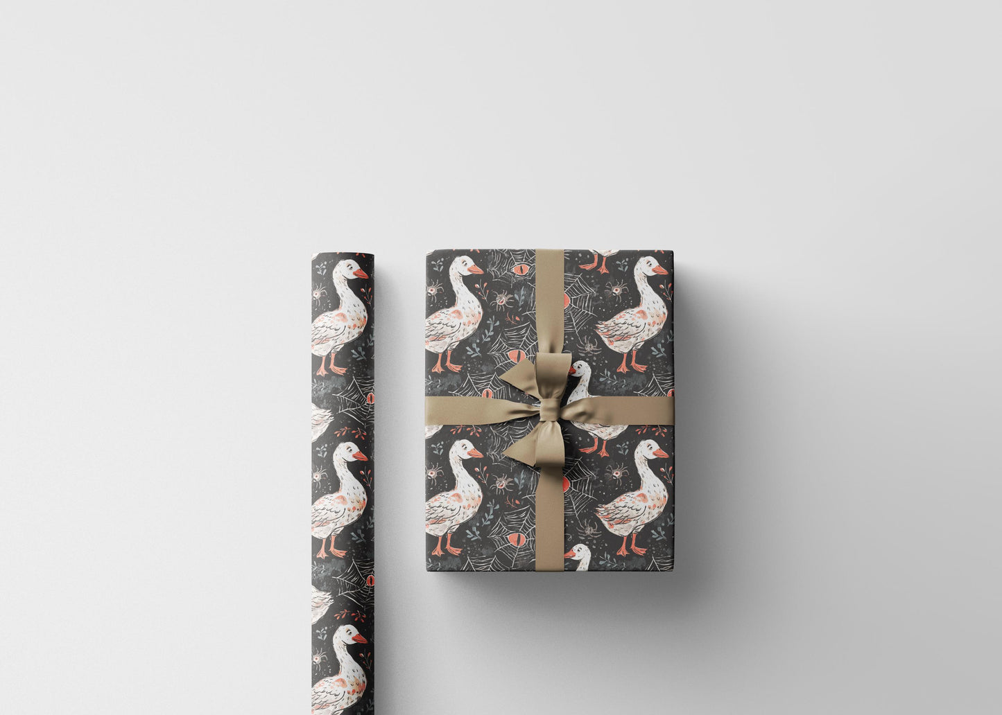 Halloween Goose Gift Wrap for Boo Baskets & Spooky Surprises | Spooky Goose Wrapping Paper for Halloween and October Gifting