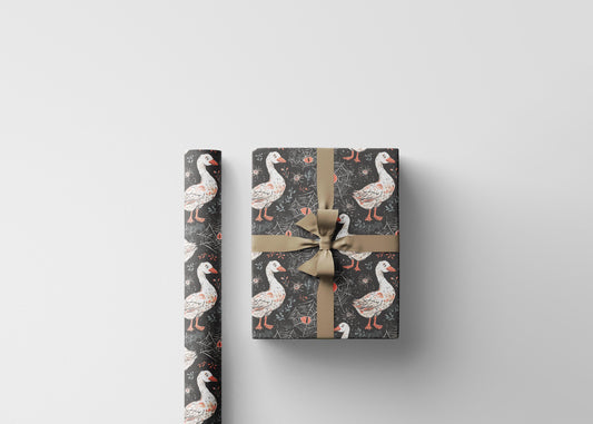 Halloween Goose Gift Wrap for Boo Baskets & Spooky Surprises | Spooky Goose Wrapping Paper for Halloween and October Gifting