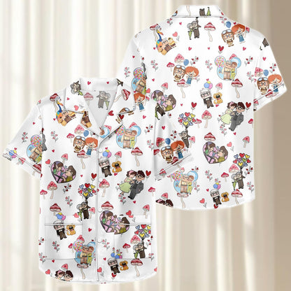 Carl And Ellie Satin Pajamas Short Set, Up Women Sleepwear, Cute Couple Pjs, Cartoon Movie Merch, Matching Pajamas Set, Pixar Fan Gift