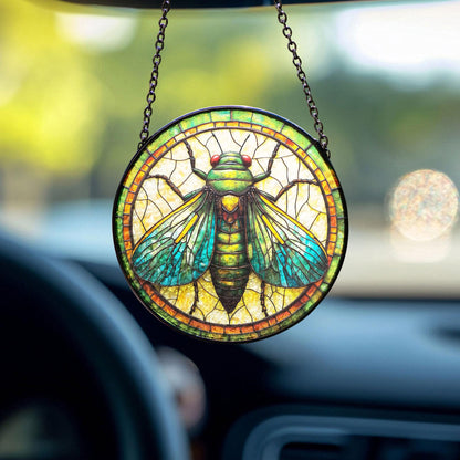 Cicada GLASS Window Decor, Translucent Decor, Insect glass window hanging, cicada vibrant Decor Gift, cicada Suncatcher, Insect lover gift