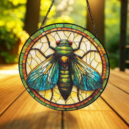 Cicada GLASS Window Decor, Translucent Decor, Insect glass window hanging, cicada vibrant Decor Gift, cicada Suncatcher, Insect lover gift
