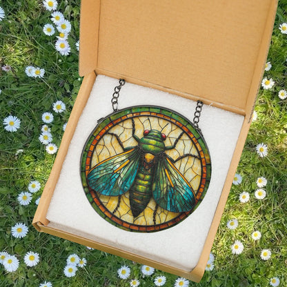 Cicada GLASS Window Decor, Translucent Decor, Insect glass window hanging, cicada vibrant Decor Gift, cicada Suncatcher, Insect lover gift