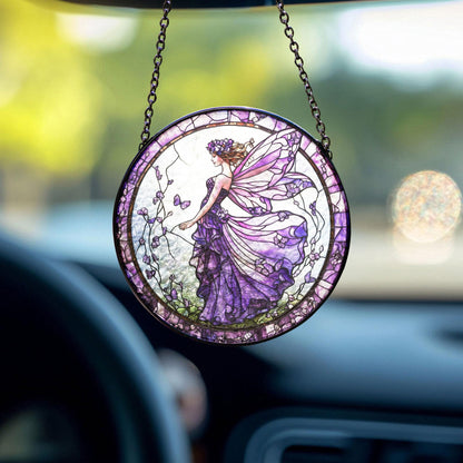Purple Butterfly Fairy Glass Suncatcher, Fairy Garden Decor, Butterfly Fairy Ornament, Fantasy Decor, Magical Decor, Gift for Fantasy Lovers