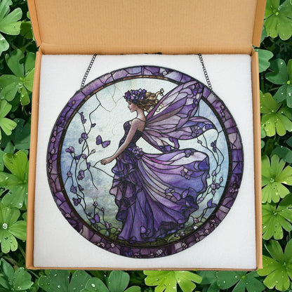 Purple Butterfly Fairy Glass Suncatcher, Fairy Garden Decor, Butterfly Fairy Ornament, Fantasy Decor, Magical Decor, Gift for Fantasy Lovers