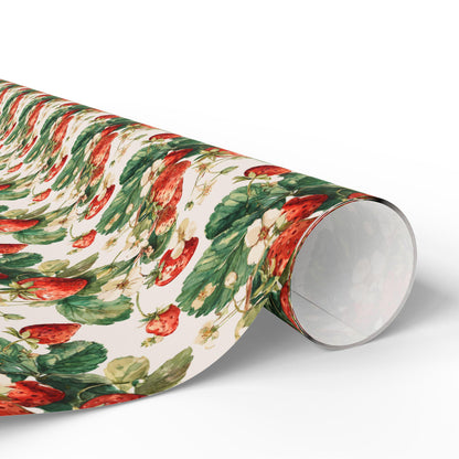 Strawberry Wrapping Paper for Baby Girl Shower Gifts | Sweet Berry Gift Wrap Sheets for Moms | Cute Party Packaging