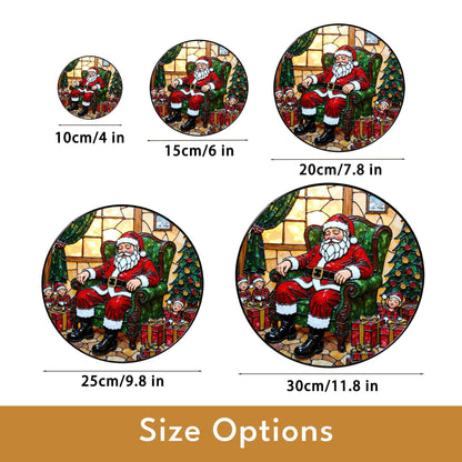 Santa Claus Christmas Window Suncatcher Stained Glass Ornament Holiday Decor Gift for Grandma Mom Friend