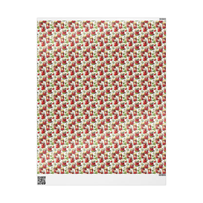 Vintage Strawberry Jam Gift Wrap for Grandmas Moms Birthday | Farmhouse Wrapping Paper for Homemade Gifts & Kitchen Lovers