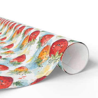 Cute Strawberry Gift Wrap for Kids' Birthday Presents | Fruit Themed Wrapping Paper for Girls | Fun Summer Party Decor