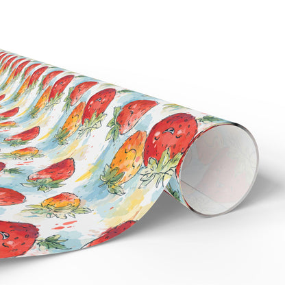 Cute Strawberry Gift Wrap for Kids' Birthday Presents | Fruit Themed Wrapping Paper for Girls | Fun Summer Party Decor