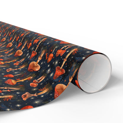 Whimsical Forest Mushroom Gift Wrapping Paper | Nature Inspired Toadstool Wrap Sheets | Dark Academia Packaging for All Occasions