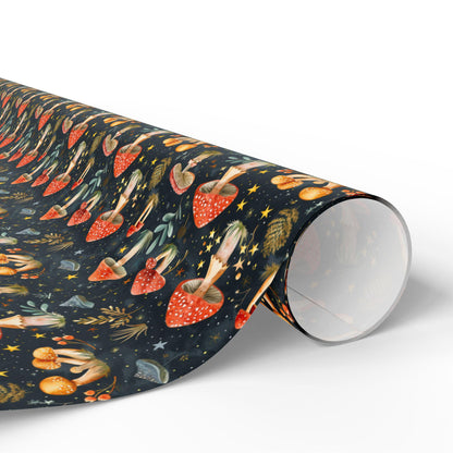 Forest Mushroom Gift Wrapping Paper | Nature Inspired Toadstool Wrap Sheets | Cute Botanical Birthday Packaging for All Occasions