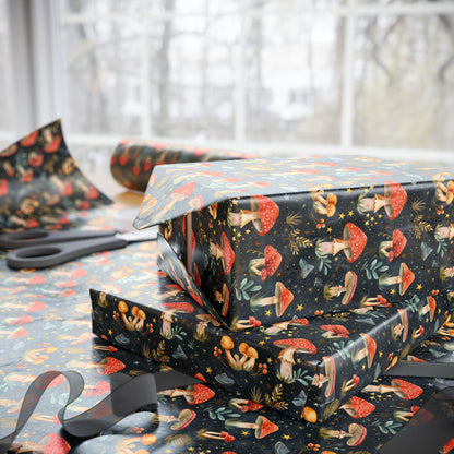 Forest Mushroom Gift Wrapping Paper | Nature Inspired Toadstool Wrap Sheets | Cute Botanical Birthday Packaging for All Occasions