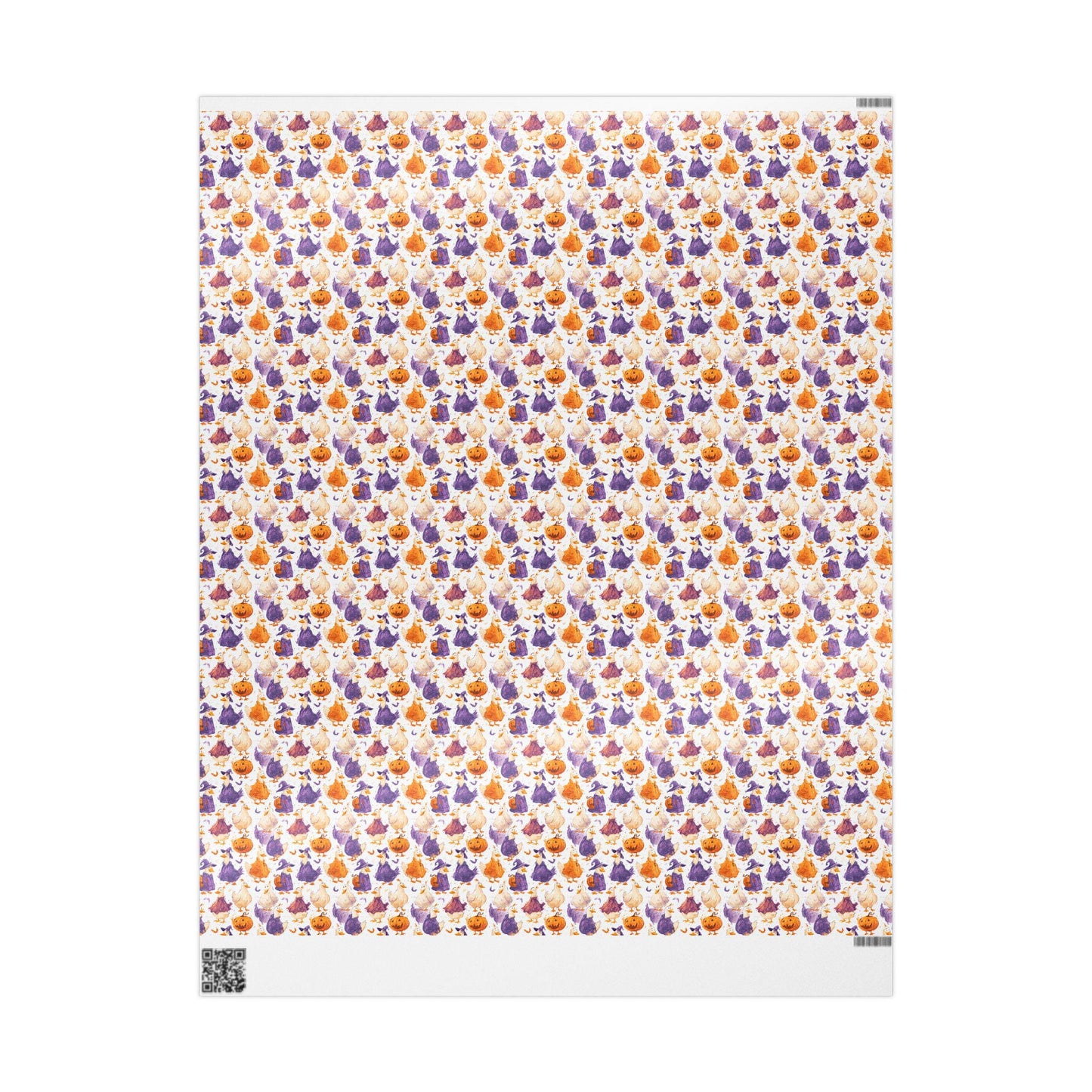 Goose and Pumpkin Halloween Wrapping Paper for October Gifts | Funny Spooky Goose Fall Farm Animal Wrap for Party Treats