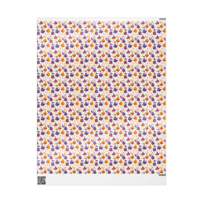Goose and Pumpkin Halloween Wrapping Paper for October Gifts | Funny Spooky Goose Fall Farm Animal Wrap for Party Treats