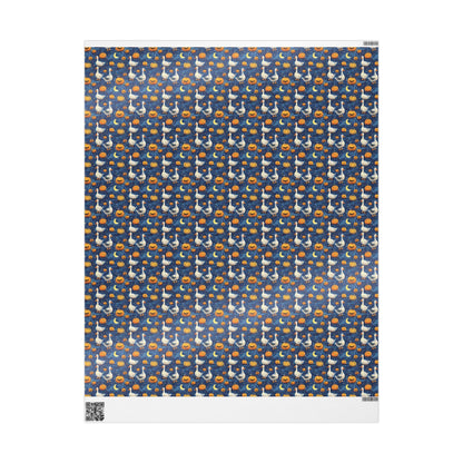 Vintage Goose Halloween Wrapping Paper for Cozy Fall Gifting | Rustic Farmhouse Gift Wrap for Autumn Celebrations