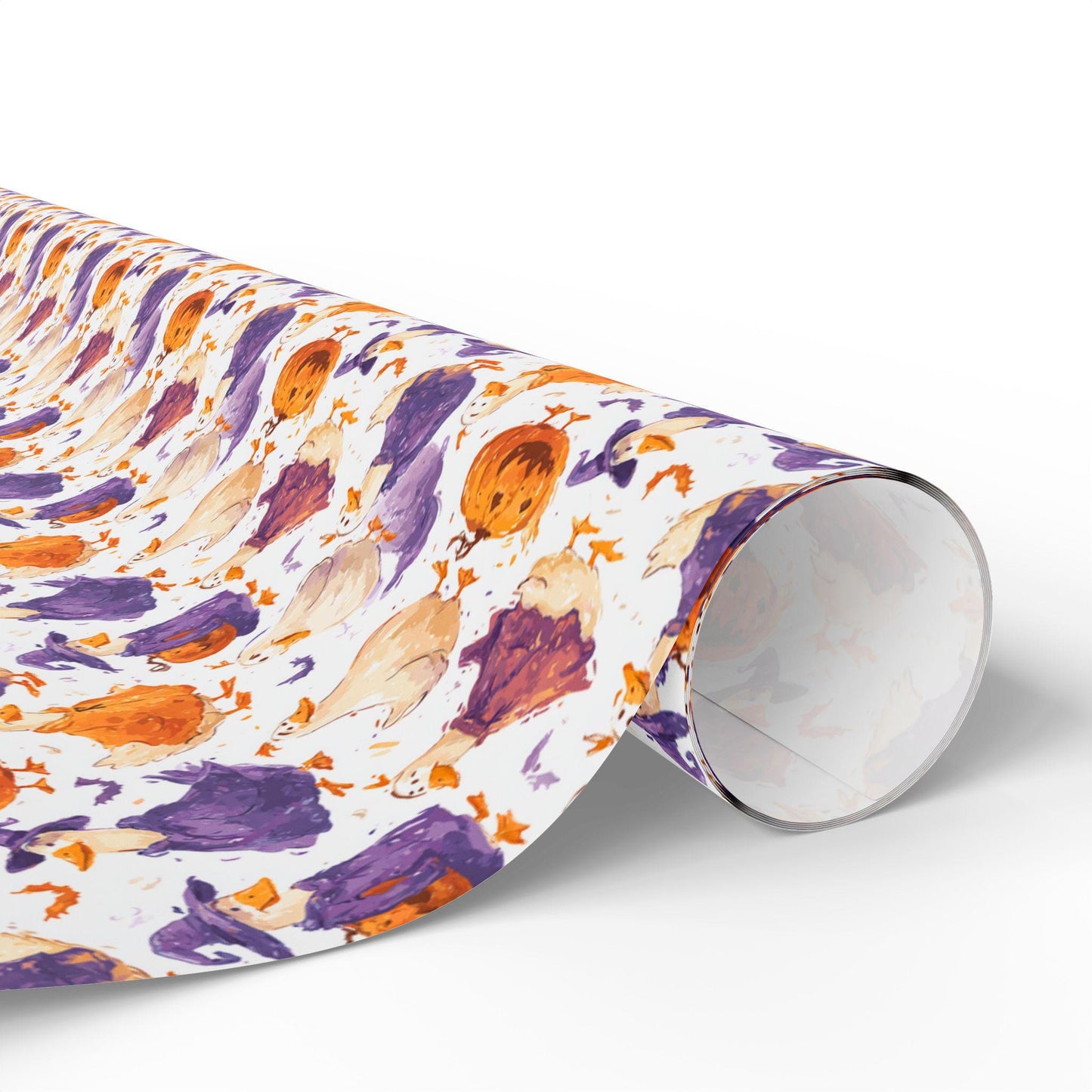 Goose and Pumpkin Halloween Wrapping Paper for October Gifts | Funny Spooky Goose Fall Farm Animal Wrap for Party Treats