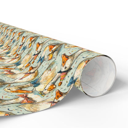 Goose Themed Birthday Wrapping Paper for Teen Girls | Cute Farmhouse Gift Wrap with Floral and Animal Designs