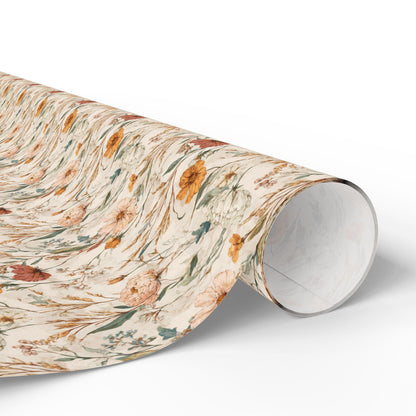Wildflower Wrapping Paper for Flower Girl Gifts | Boho Floral Gift Wrap for Rustic Wedding Party Accessories