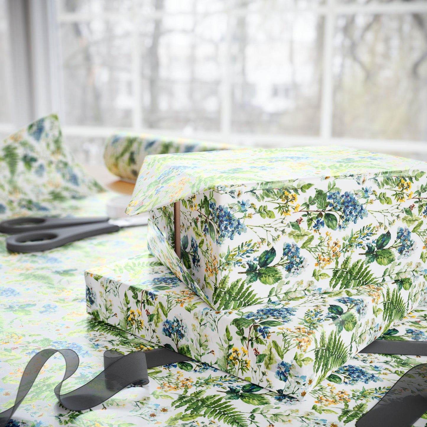 Soft Wildflower Wrapping Paper for Bridal Shower Gifts | Romantic Garden Gift Wrap for Brides and Bridesmaids