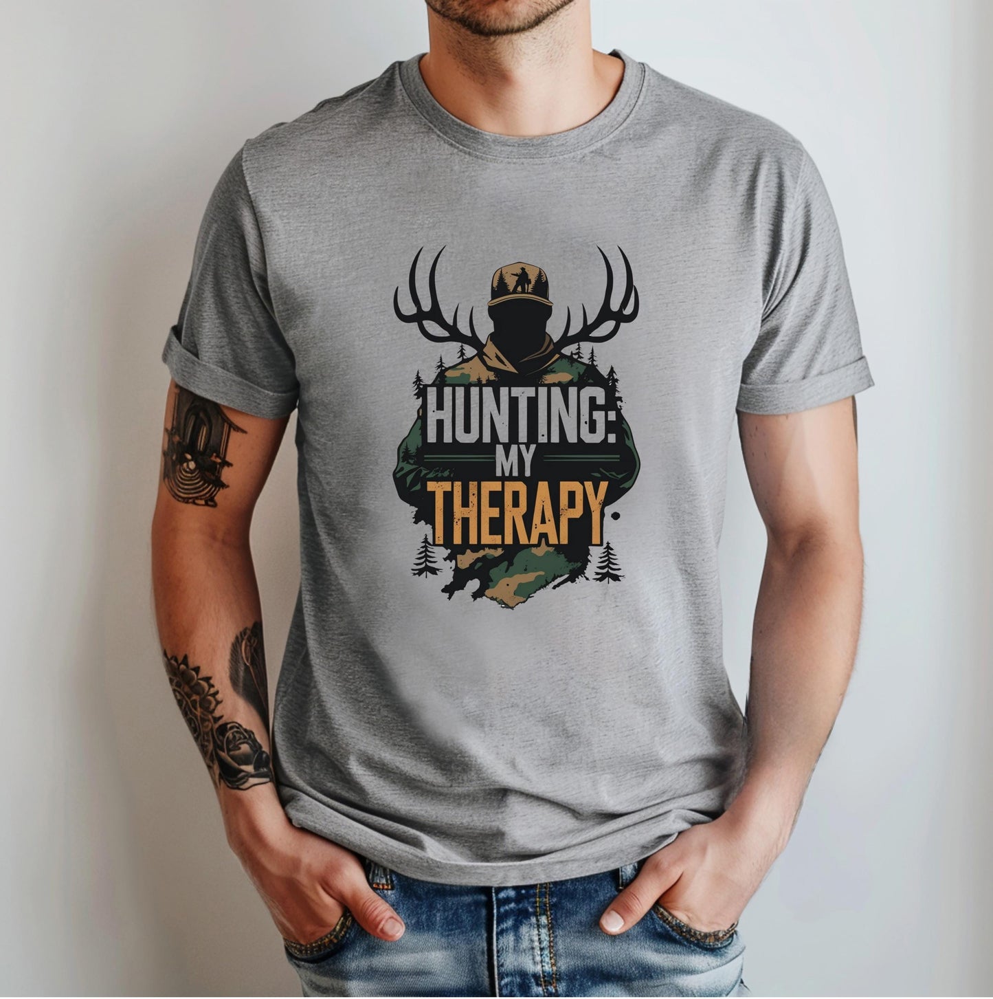 Hunting Therapy Shirt: Men's Outdoor Graphic Tee - Bella Canvas 3001