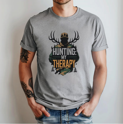 Hunting Therapy Shirt: Men's Outdoor Graphic Tee - Bella Canvas 3001