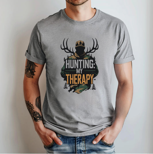 Hunting Therapy Shirt: Men's Outdoor Graphic Tee - Bella Canvas 3001