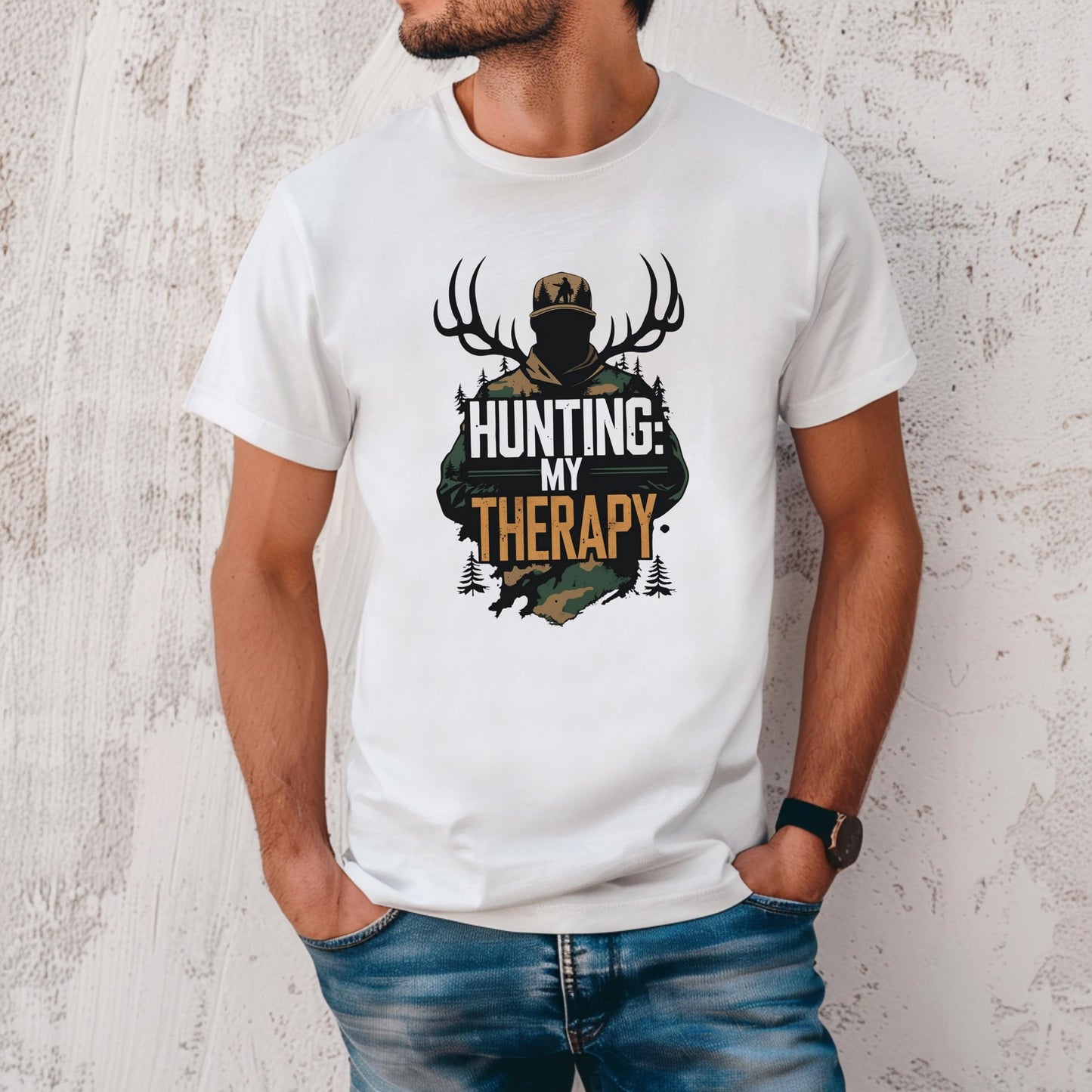Hunting Therapy Shirt: Men's Outdoor Graphic Tee - Bella Canvas 3001